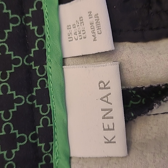 NWOT KENAR Stretch Blue and Green Patterned Trousers with Pockets - Picture 11 of 13